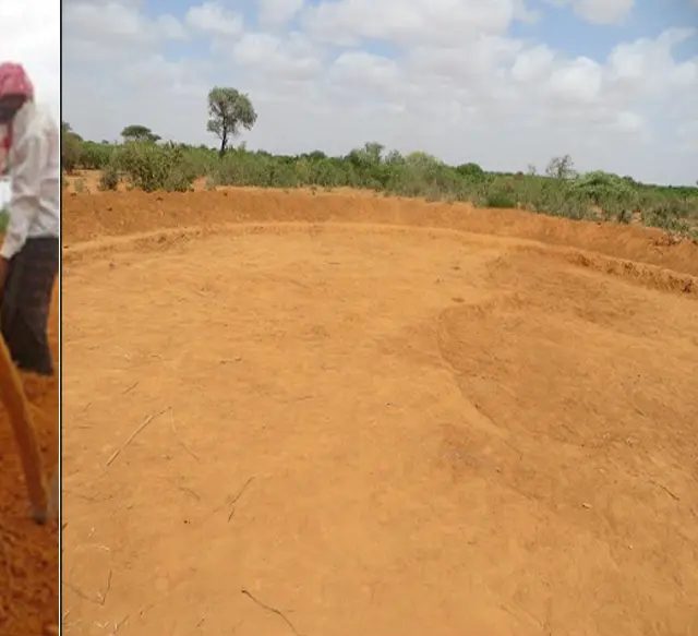 Smoothly graded catchment floor enclosed by a newly raised earth bund